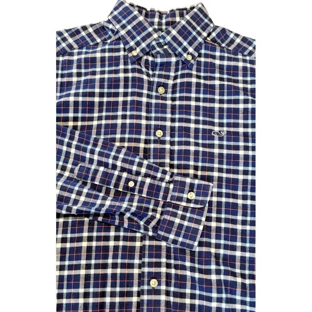 Men's Vineyard‎ Vines Whale Flannel Shirt Shirt Small Button Down Blue